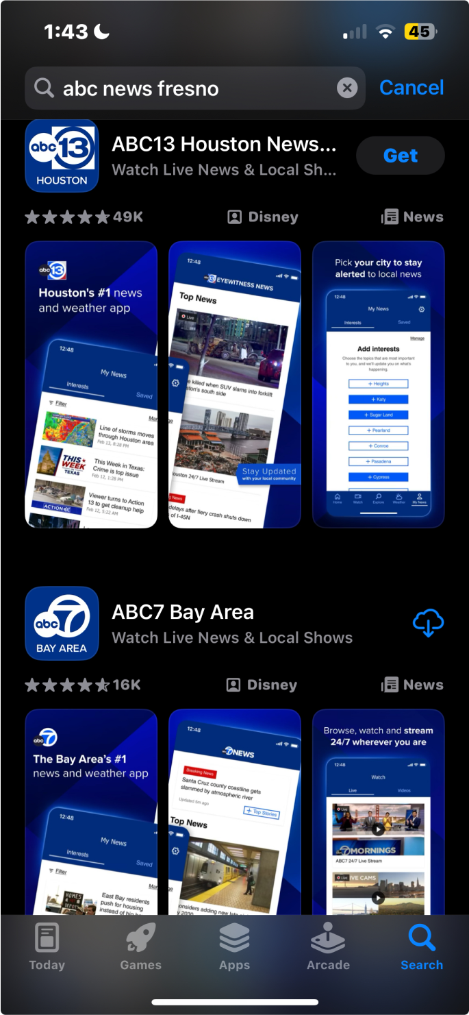 ABCN App screens in Apple App Store