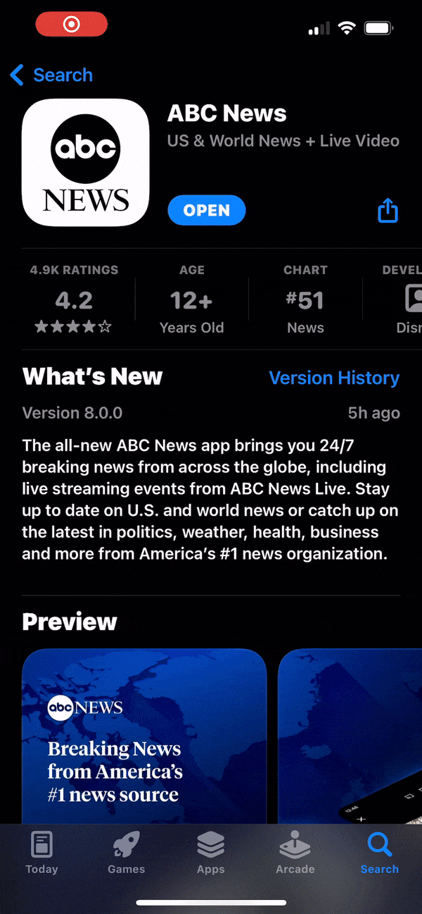 ABCN App screens in Apple App Store