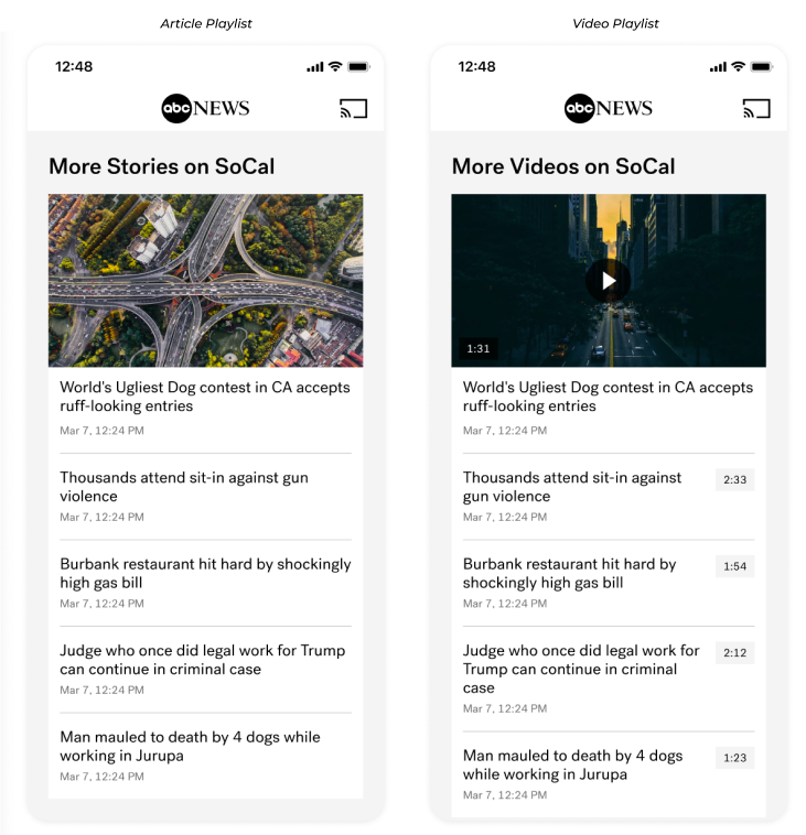 ABCN OTV App Redesign video playlist