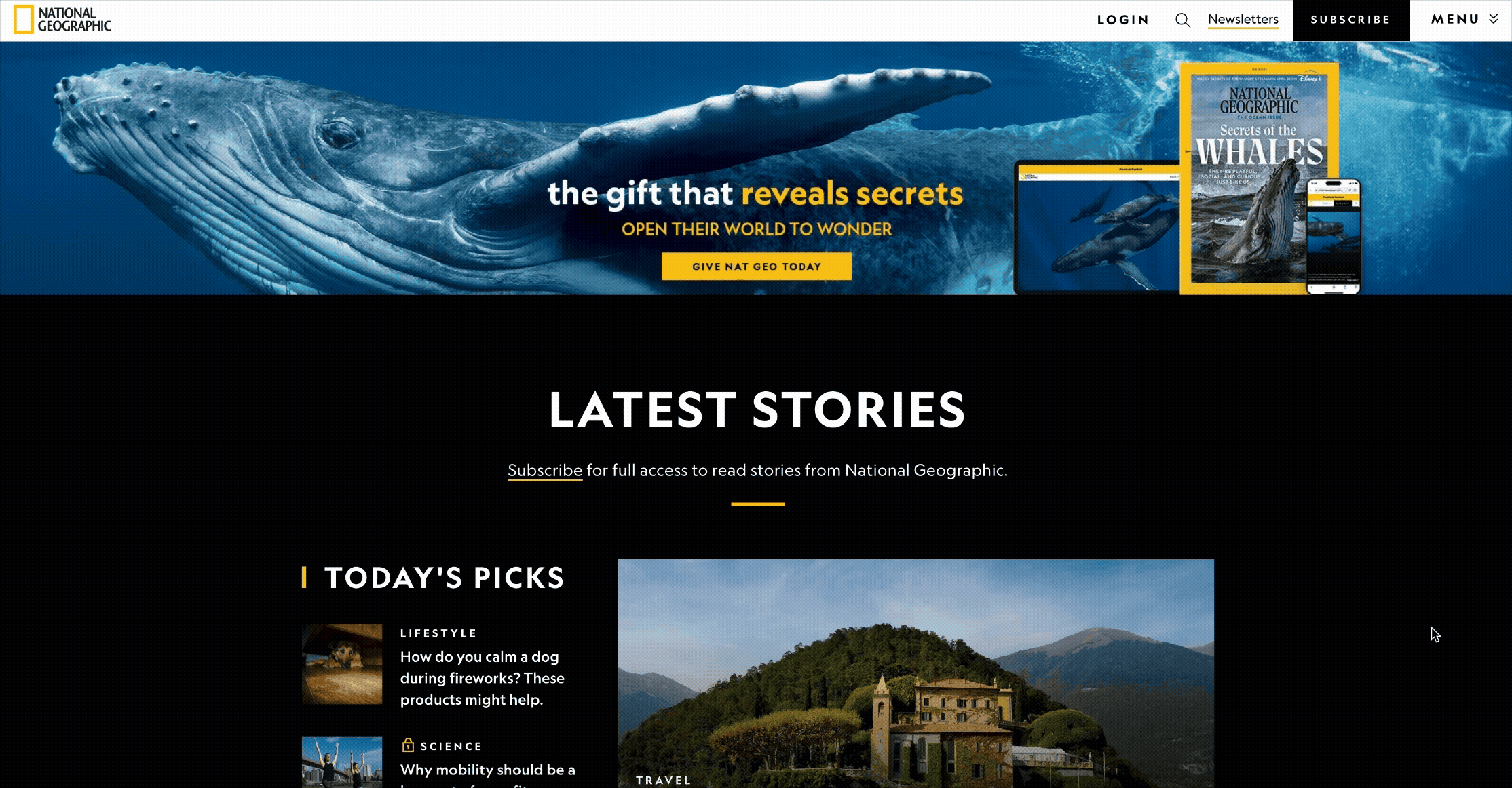 Nat Geo Navigation Pre-Redesign Desktop and Mobile Experience