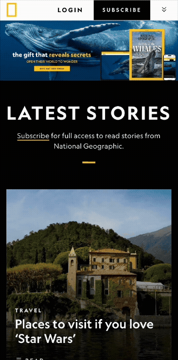 Nat Geo Navigation Pre-Redesign Desktop and Mobile Experience