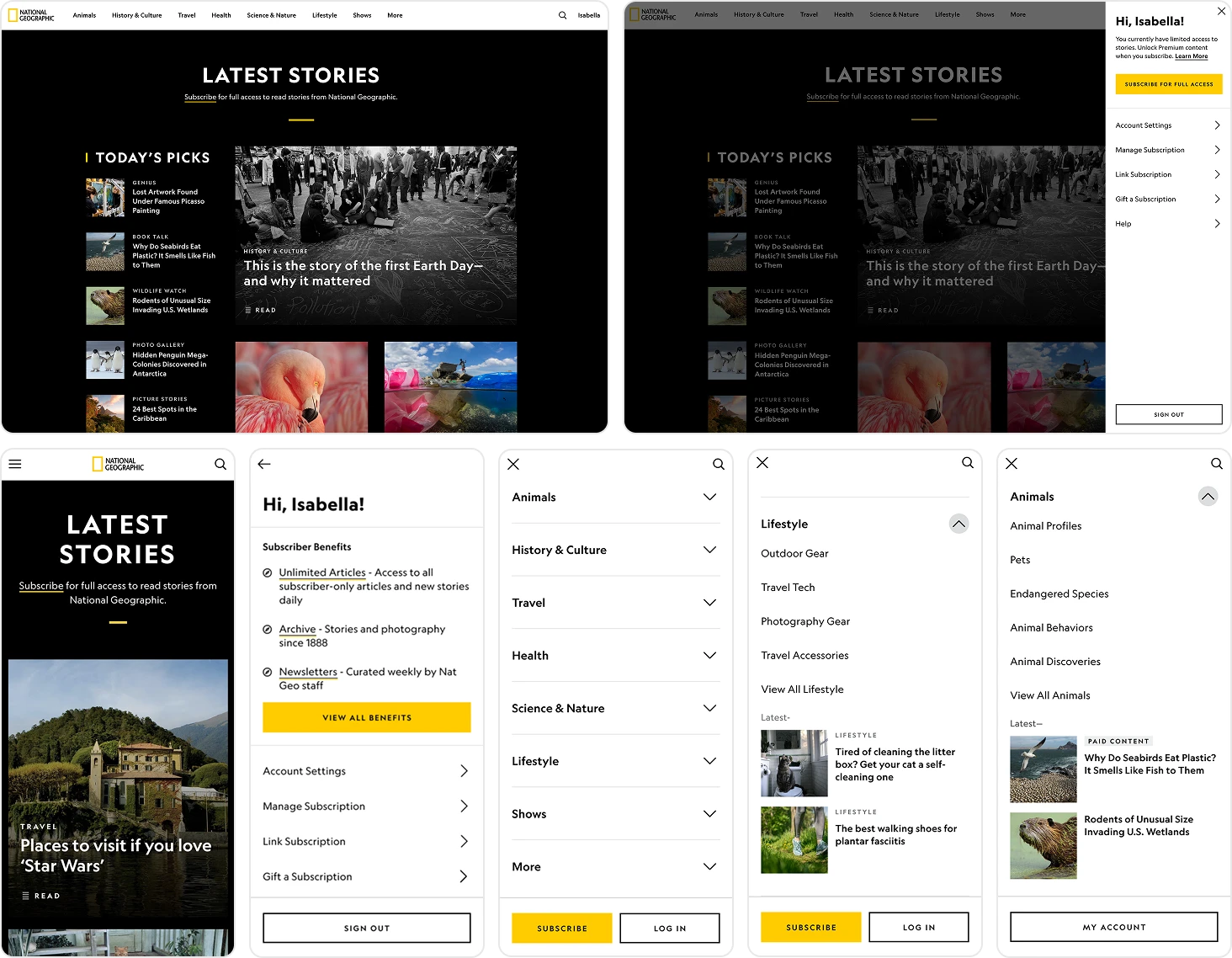 Nat Geo Navigation Redesign Subscribe vs Non-Subscriber