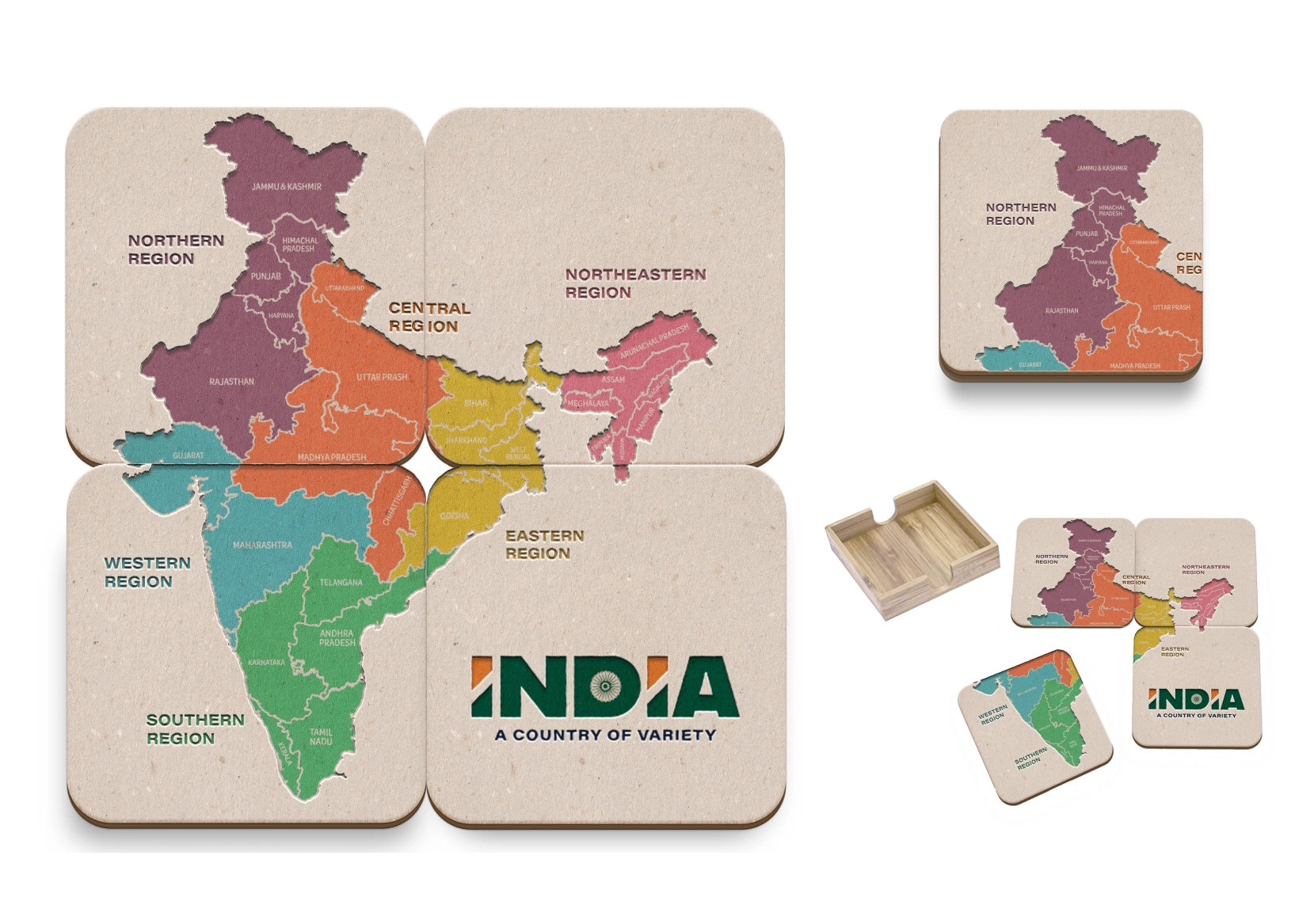 Coasters featuring India's map featured in Interactive India