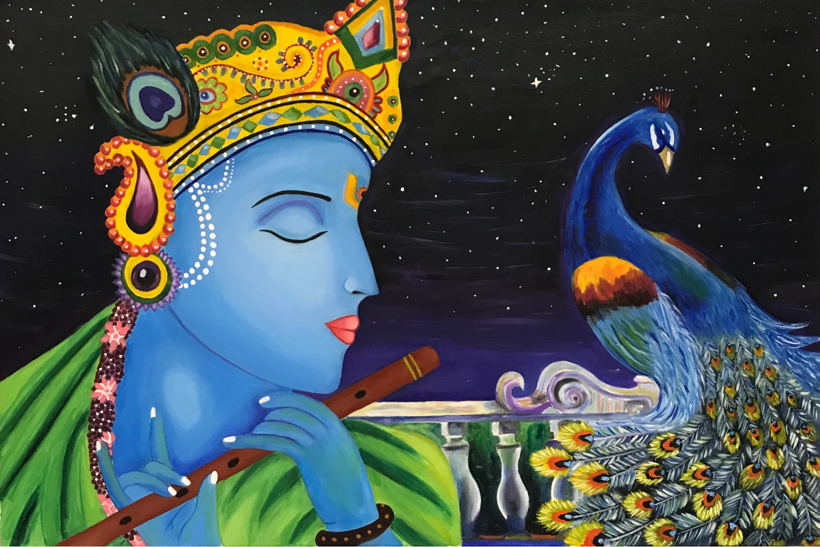 Krishna Oil Painting made by Isha Mehta