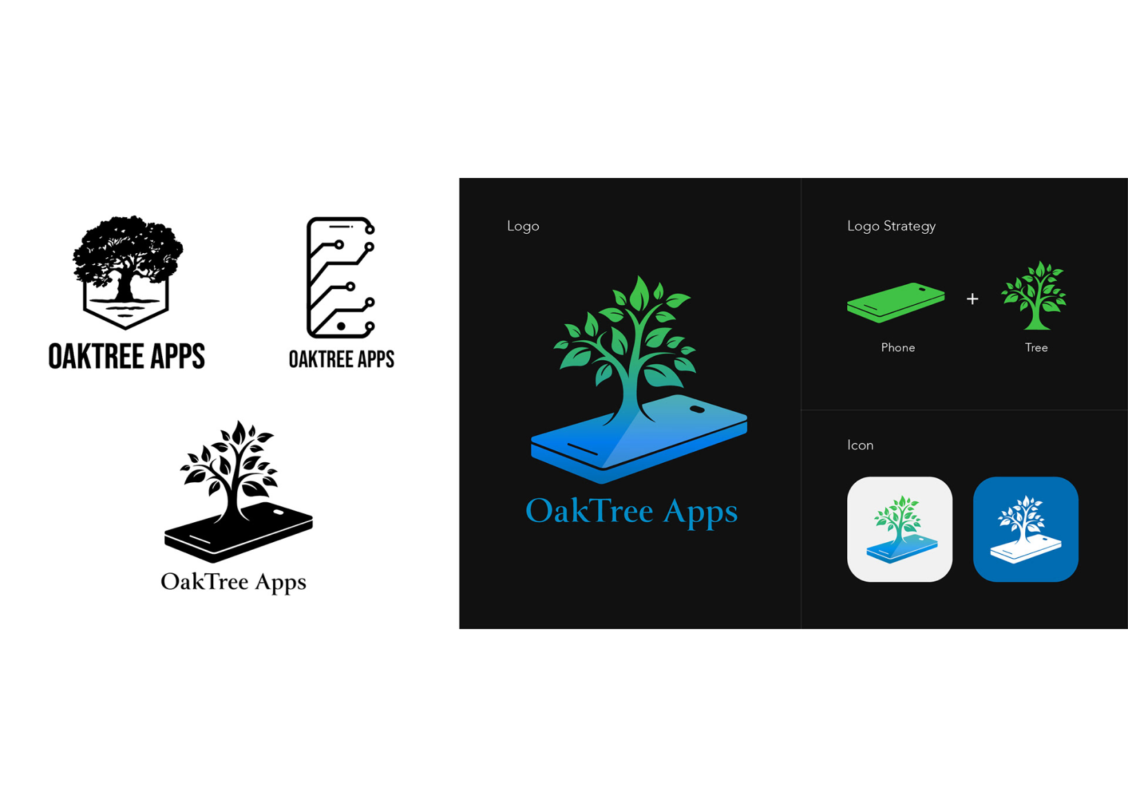 OakTree Apps a software development company's new logo variations